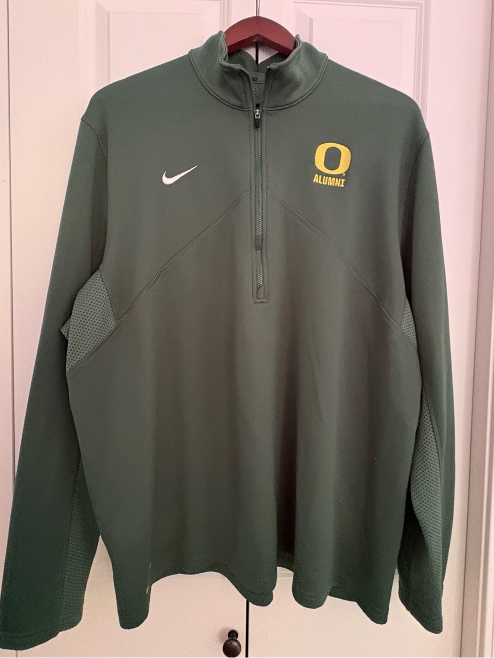 Nike Men’s Green Quarter-Zip Alumni Pullover with Yellow Logo